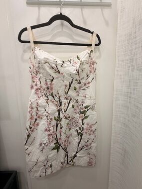 Dolce & Gabbana White Mini Dress with Pink Floral Print